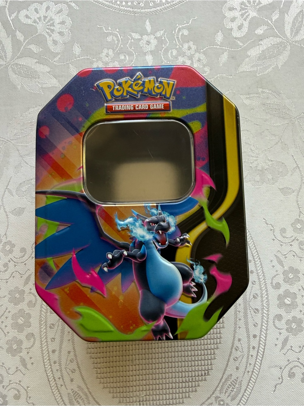 Pokémon TCG Mega Empty Trading Card Game Tin Box Charizard Artwork Multicolor